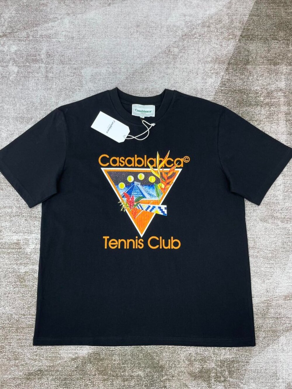 NWT Casablanca Black 'Tennis Club Icon' T-Shirt Orange Logo Men's Tee
